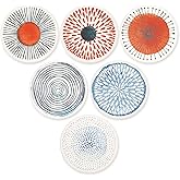 AD Set of 6 Coasters for Drinks Absorbing Round Ceramic Stone Coaster with Cork Base Tabletop Protection Mat for Mugs and Cup