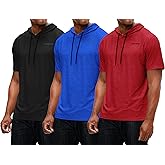 DEVOPS 3 Pack Men's Hoodie Short Sleeve Fishing Hiking Running Workout T-Shirts