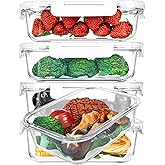 [5-Packs, 36 Oz.] Glass Meal Prep Containers with Locking Lids Glass Food Containers,Airtight Lunch Container,Microwave, Oven, Freezer and Dishwasher (4.5 Cup, White)
