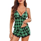 Avidlove Sexy Pajamas Set for Women Lace Modal Cute Lingerie Sets 2 Piece Cami Pj Shorts Set Sleepwear