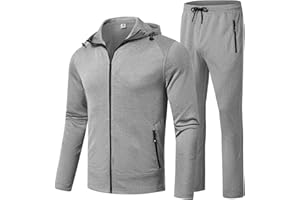 BGOWATU Men's Tracksuits Set Full Zip Jacket Hoodie Sweatsuit Running Sport Pants Outfits for Men with Zipper Pockets