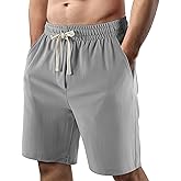 Men's Casual Shorts Elastic Waist Drawstring Lightweight Outdoor Summer Beach Shorts with Pockets Hiking Shorts