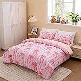 Btargot 5 Piece Pink Bow Tie Comforter Set for Girls Boys Kids, Cartoon Gradient Striped Love Bowknot Bedding Set, Bed in a Bag with Comforter, Sheets and Pillowcases, Twin Size