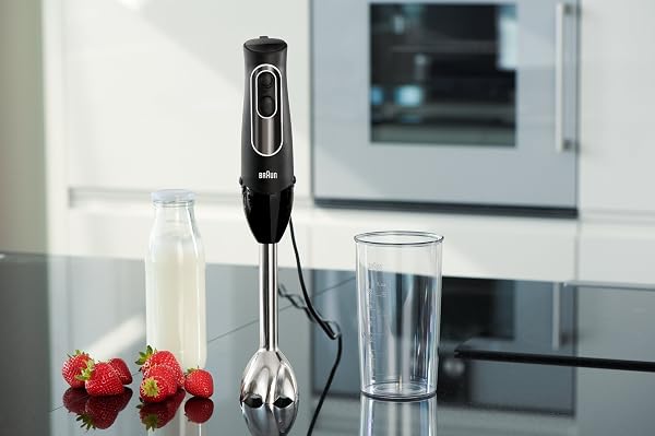 BRAUN MULTIQUICK 5 IMMERSION HAND BLENDER WITH DUAL SPEED + TURBO AND PATENTED TECHNOLOGY, 350W – INCLUDES BEAKER AND WHISK, BLACK, MQ505