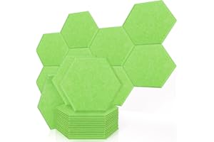 14 Pack Acoustic Panels, Hexagon Soundproof Wall Panels Proijeut 14 X 13 X 0.4 In Sound Proof Panels for Walls - Sound Panels High-Density Fireproof for Music Studio Acoustic Treatment - Green