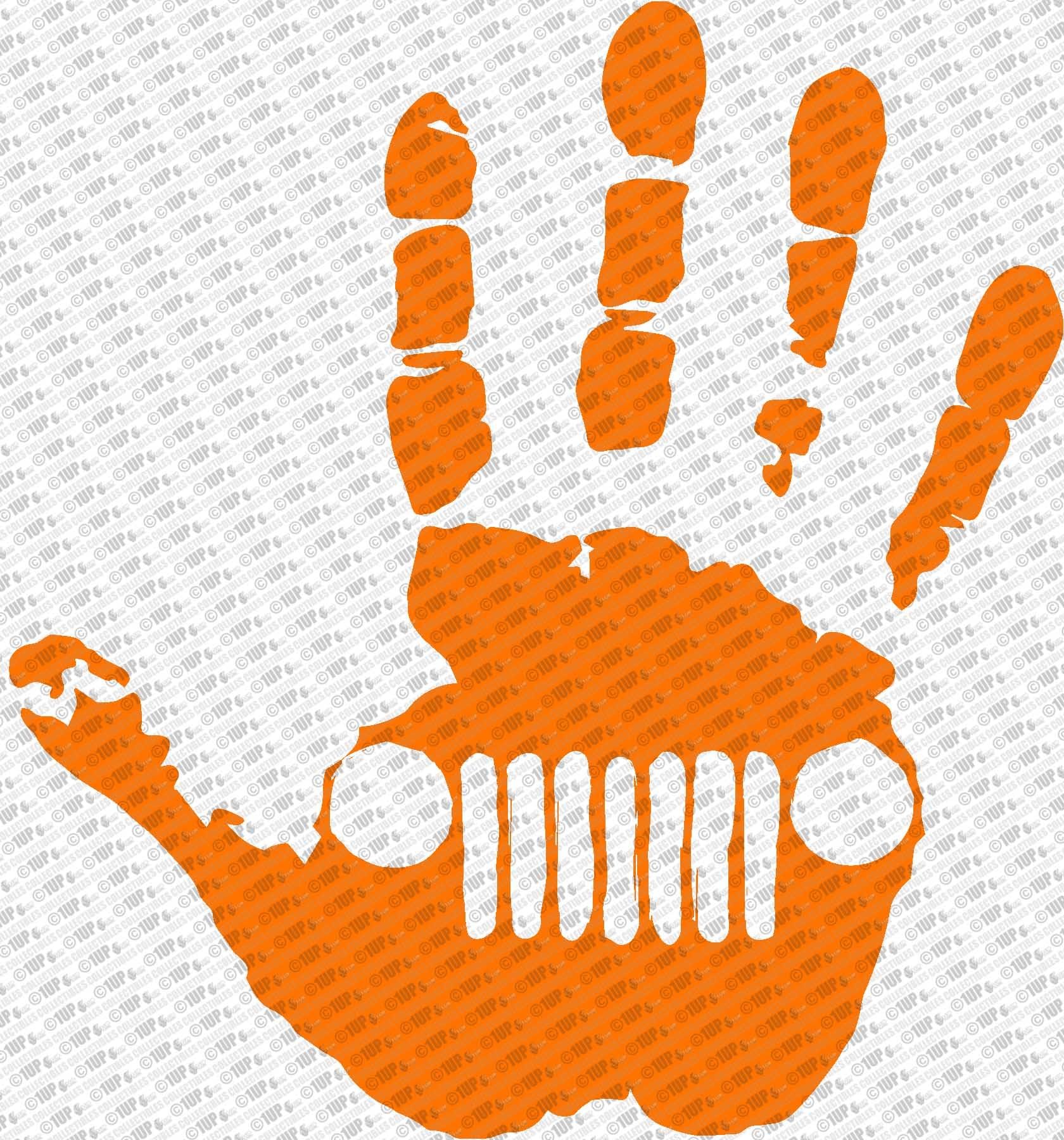 Collectible Decals Jeep Wave Hand Vinyl Decal Sticker fits Jeep Wrangler Rubicon JK TJ YJ CJ (6", Orange)