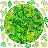 Green Leaf Beads for Jewelry Making 450pcs Assorted Bulk Transparent Acrylic Leaf Bead Charms Maple Leaves for Flower Caps Plants DIY Earring Pendant Jewelry Crafts