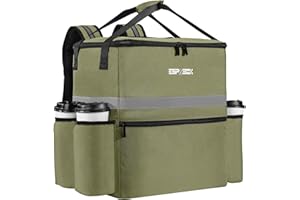 ESPXBOX Food Delivery Backpack w/4 Cup Holder & Insulated Pizza Bag for Delivery Bike - Large & Leakproof Hot/Cold Delivery Bags for Uber Eats, Doordash & Postmates (Green)