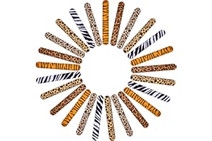 KASYAT 25 Pieces Animal Print Slap Bracelets Wild Animal Wristband Assorted Jungle Safari Print Deer Leopard Tiger Slap Bands Gifts for Kids Boys Girls Birthday Party Favors