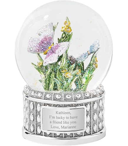 Globo Di Neve CoolSnowGlobes Farfalla Sul Ramo – Fatto A Mano, Con Brillantini Rosa E Base In Resina - 3