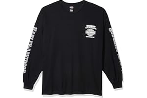 WISCONSIN HARLEY-DAVIDSON Harley-Davidson Men's Skull Lightning Crest Graphic Long Sleeve Shirt, Black