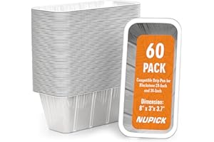 NUPICK 60 Pack Grease Cup Liners for Blackstone, Griddle Accessories for Blackstone 17"/22"/30"/28"/36" Griddle, Easy Cleaning Disposable Aluminum Grease Traps & Drip Pans for Blackstone Catcher, 5017