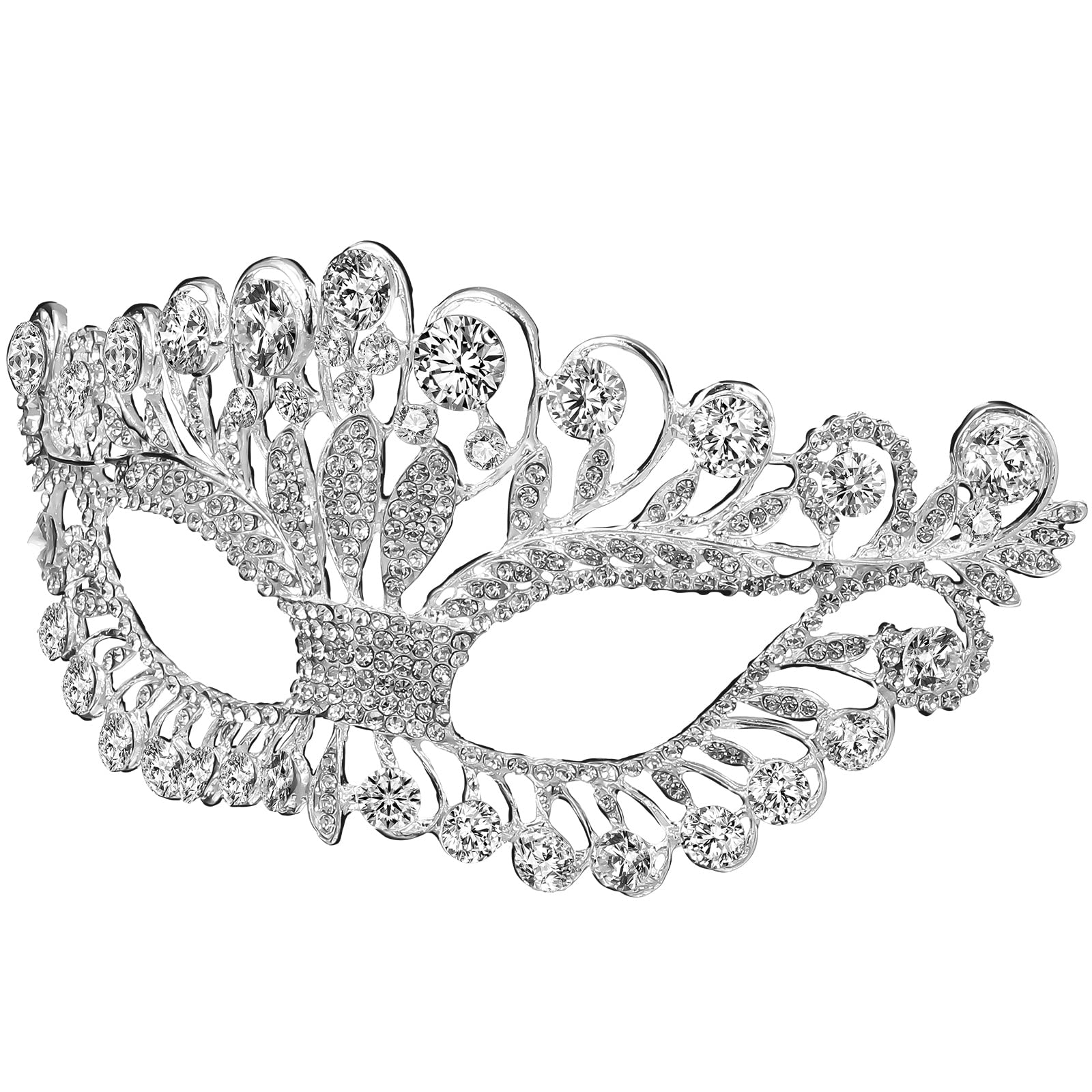 NUOBESTY Masquerade Masks Diamond Rhinestone Masks Mardi Gras with Ribbon Party Costume Photo Props for Women Lady Silver Ribbon Color Random