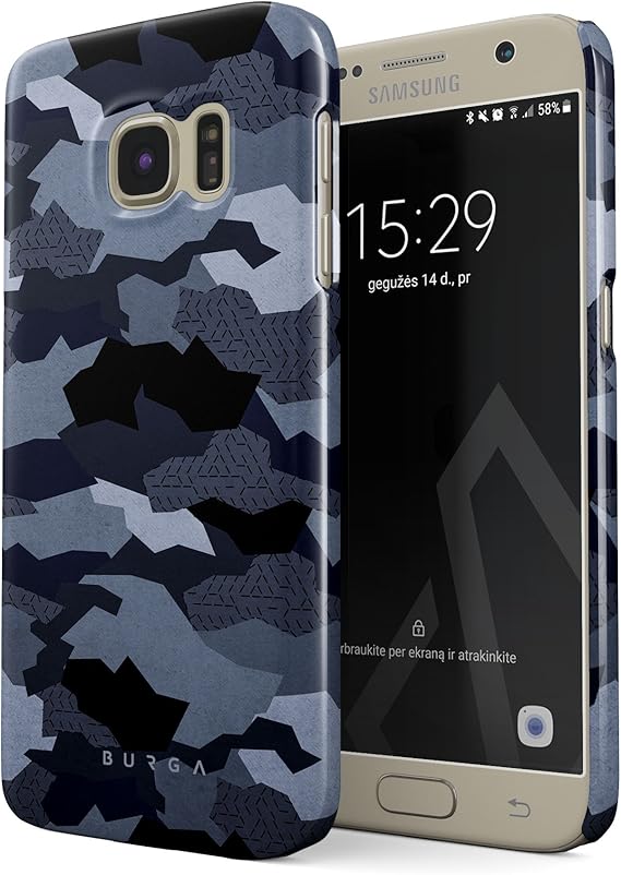 BURGA Phone Case Compatible With Samsung Galaxy S6 Navy Blue Camo