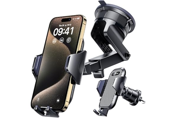 [2026 True Military-Grade] Car Phone Holder VANMASS [Upgraded Strongest Suction & Clip] Cell Phone Mount for Dashboard Windsh