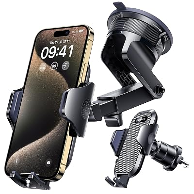[2026 True Military-Grade] Car Phone Holder VANMASS [Upgraded Strongest Suction & Clip] Cell Phone Mount for Dashboard Windshield Vent Wall,Truck Cradle Stand for iPhone 17 Pro Max 16 15 14 13 Android