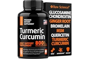 S RAW SCIENCE Joint Support Supplement with Turmeric Curcumin Glucosamine Chondroitin MSM Ginger Bromelain Nutritional Herbal Supplements for Men & Women, Helps with Inflammatory Response, Knee Support, 60 Capsules