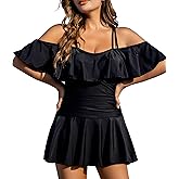 COCOPEAR One Piece Swimsuit Women Plus Size Bathing Suit Off Shoulder Tummy Control Swim Dress 2026