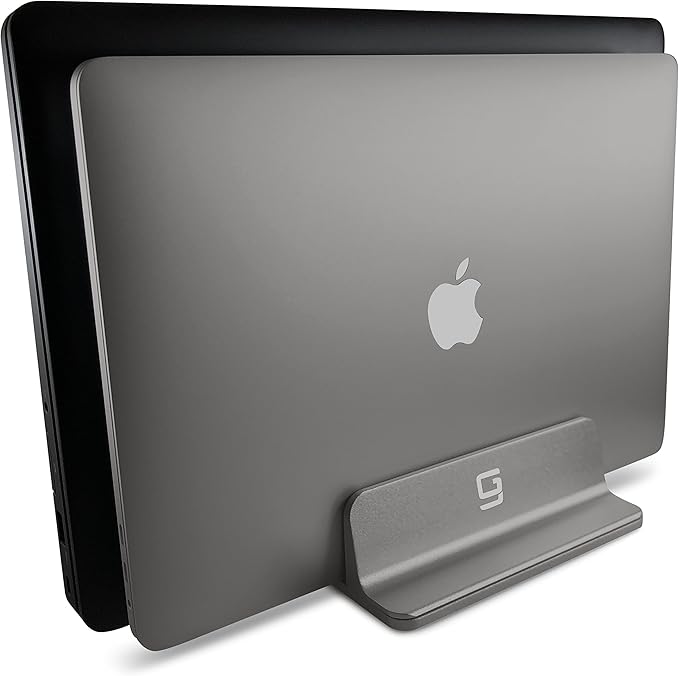 Vertical Laptop Stand, Double Desktop Stand Holder with Adjustable Dock