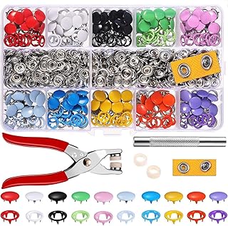 Alritz 200 Sets Druckknöpfe kit mit Zange, Druckknöpfe Set Metall Ring Button Druckknöpfe für Baby Kinderbekleidung Sewing Craft 9,5 mm, 10 Farben…