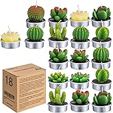 Cactus Tealight Candles(18 Pcs), Artificial Succulents Decorative Tea Light Candles,Perfect for Birthday Wedding Party Home Decor