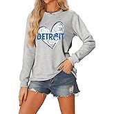 BVUSHM Football Sweatshirt Women Game Day Sweatshirts Football Team Fans Pullover Shirt Crewneck Heart Graphic Long Sleeve