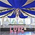 FOTSHARER Blue Wedding Drapes - 5FTx10FT, 6 Panels, Sheer Voile Chiffon Curtains & Arch Backdrop