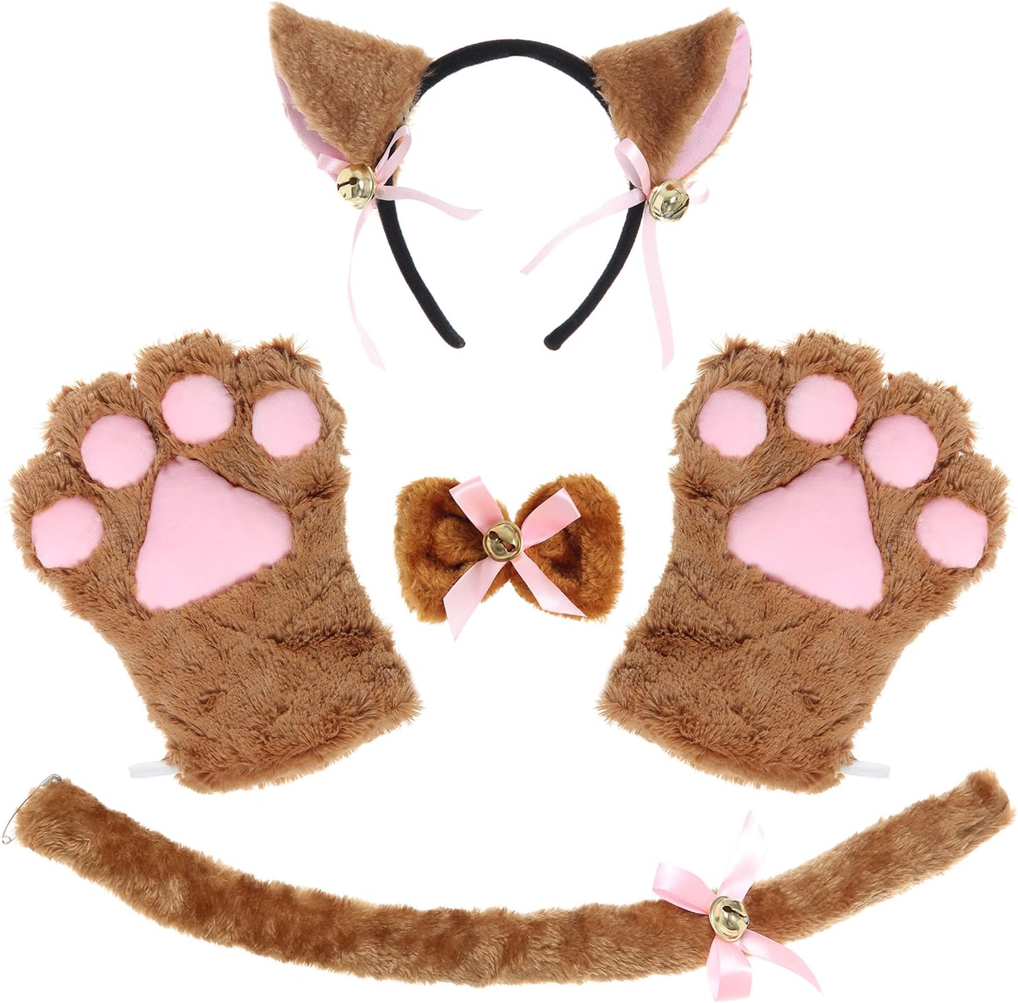 JustinCostume Cat Cosplay Set Ears Tail Collar Paws