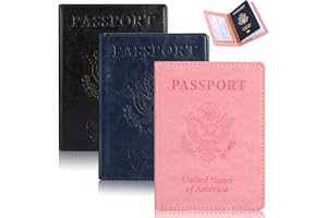 labato Passport Holder Women, Passport Cover Family, PU Leather Passport Wallet, Travel Document Organizer, Cruise Accessories Travel Must Haves, Waterproof Cruise Ship Essentials(Blue/Pink/Black)