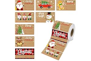 SIAWOY 500 PCS Vintage Christmas Gift Tags,Christmas Name Tags Stickers Roll, Self-Adhesive Christmas Labels for Presents Boxes, Gift Bags,Xmas Holiday Wrapping Paper Christmas Decorations