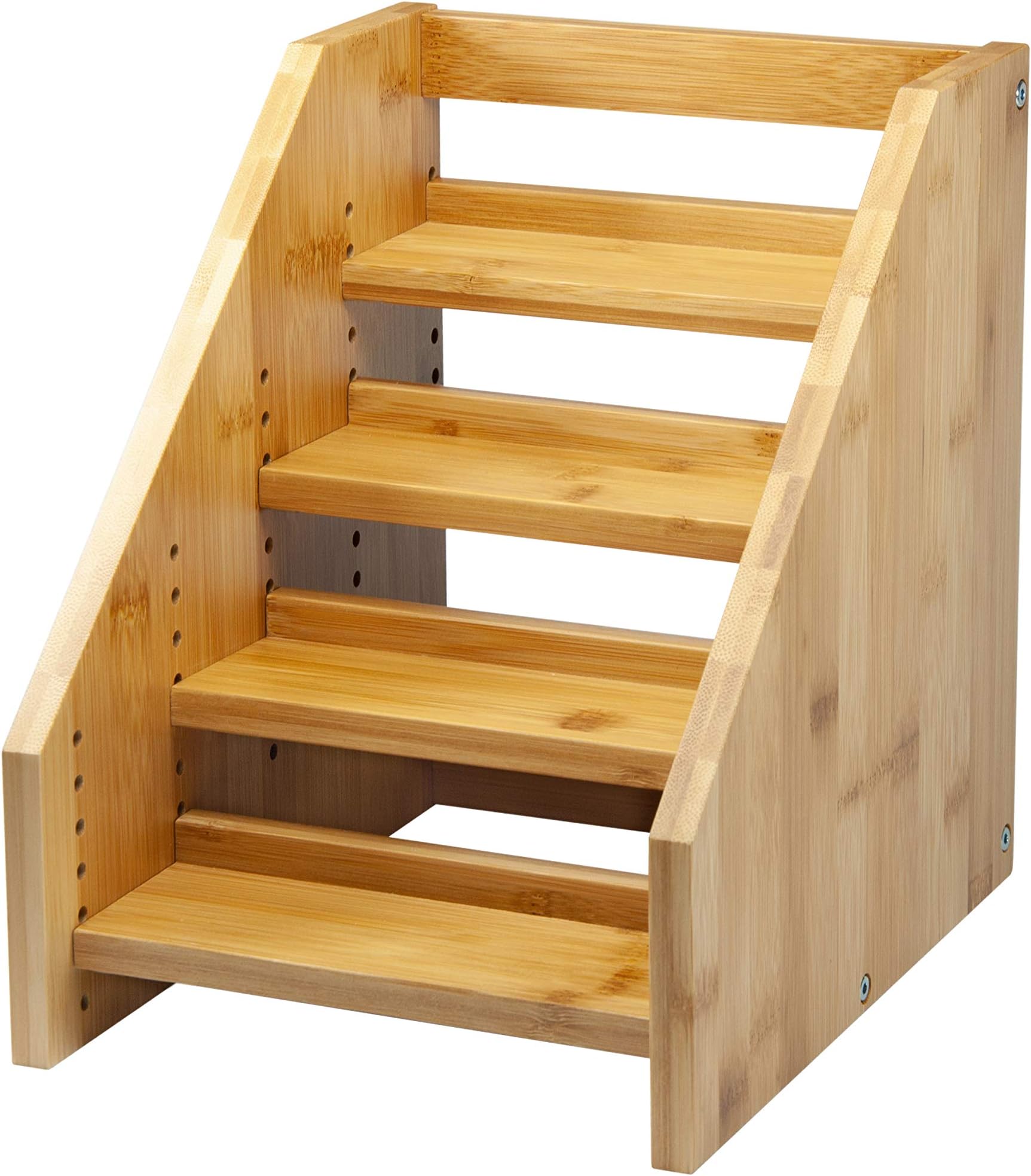 SpiceLuxe 4 Shelf Narrow Width Organic Bamboo Cabinet Organizer - Shelves and Storage for Kitchen | Customizable Pantry Shelf Organizer Rack for Jars, Spices, Cosmetics or Office Supplies