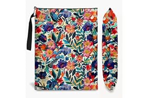 FOURTH WING Book Sleeve for Book Lovers with Zipper Protector Paperback Cover,Kindle Paperbacks Book Lovers Gifts,Wildflowers Pattern Book Pouch Gifts for Women Birthday Gifts (Colored Wildflower 2, Large)