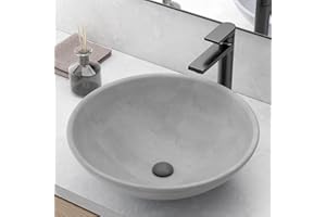 SMART CASTLE Bathroom Vessel Sink Rectangular 16''x 12'' Bathroom Vanity Sink, Above Counter Concrete Vessel Sink for Bathroom, Rectangle Vessel Vanity Sink Art Basin in Light Brown… (vs7)
