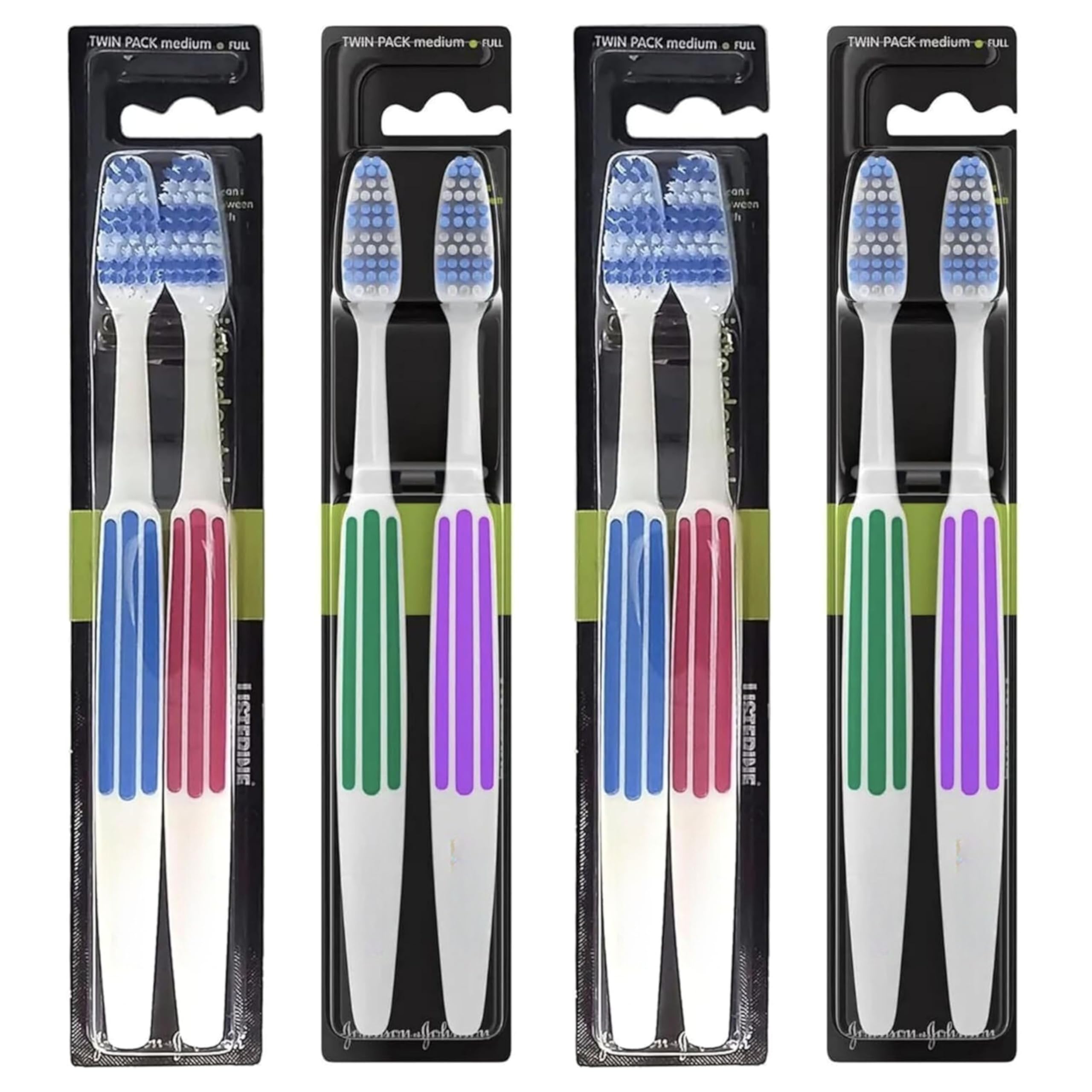 4 Pack Bundle - Reach Interdental Toothbrush Medium Full Head (4 x Twin Packs). (Medium)