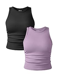 OQQ Women's 2 Piece Tank Tops Crew Neck Sleeveless