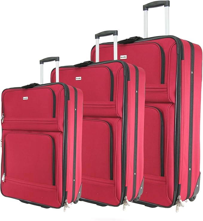 Eurolite Bunker Hill 3Piece Luggage SetRed Luggage Sets