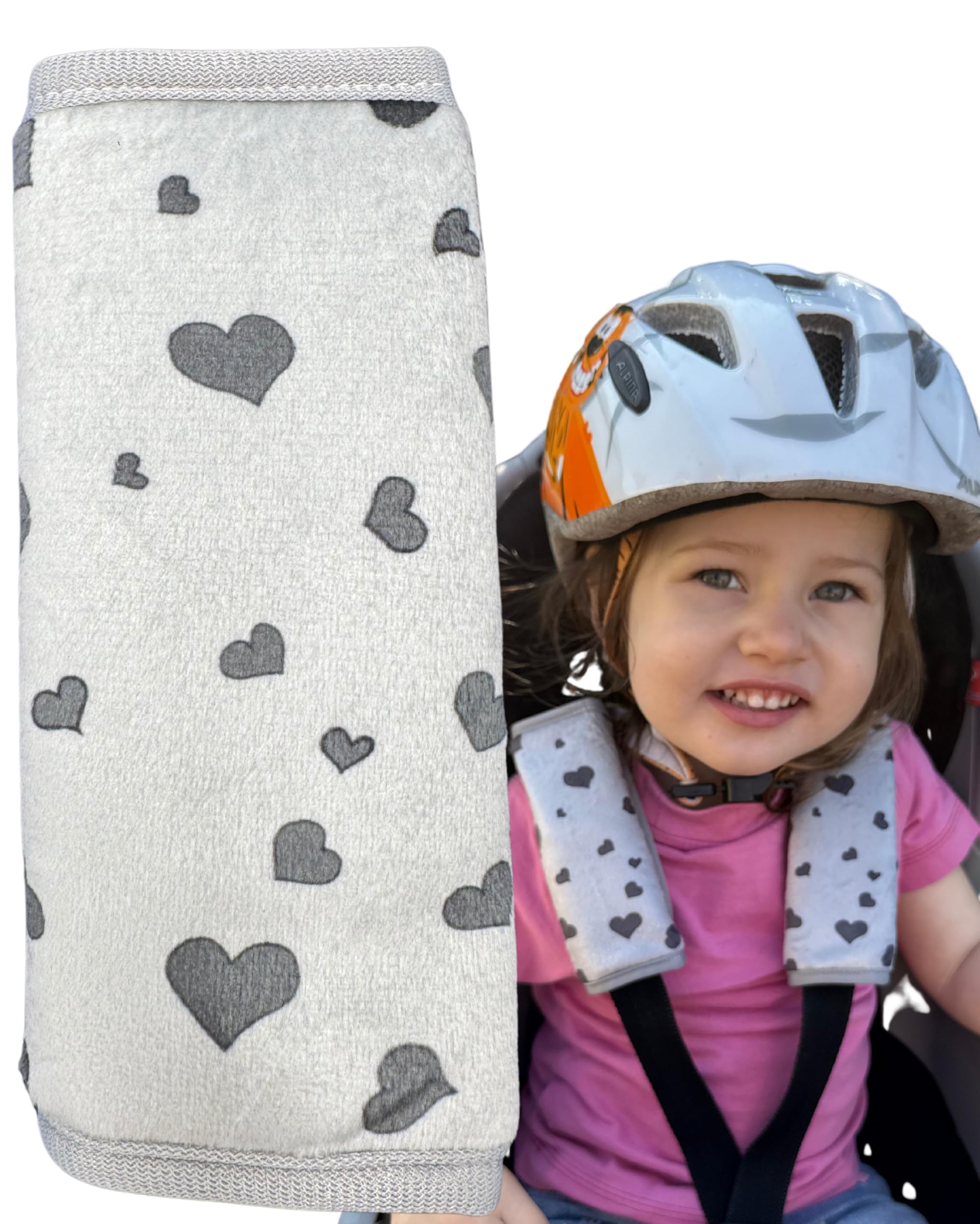 HECKBO 2X Baby Harness Pads Hearts – Soft Strap Covers for Car Seats & Strollers, Padded Belt Cushions for Boys & Girls, Baby Shower Gift, Seatbelt Protection for Newborns — image 1