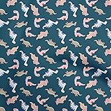 oneOone Cotton Flex Teal Blue Fabric Colorful