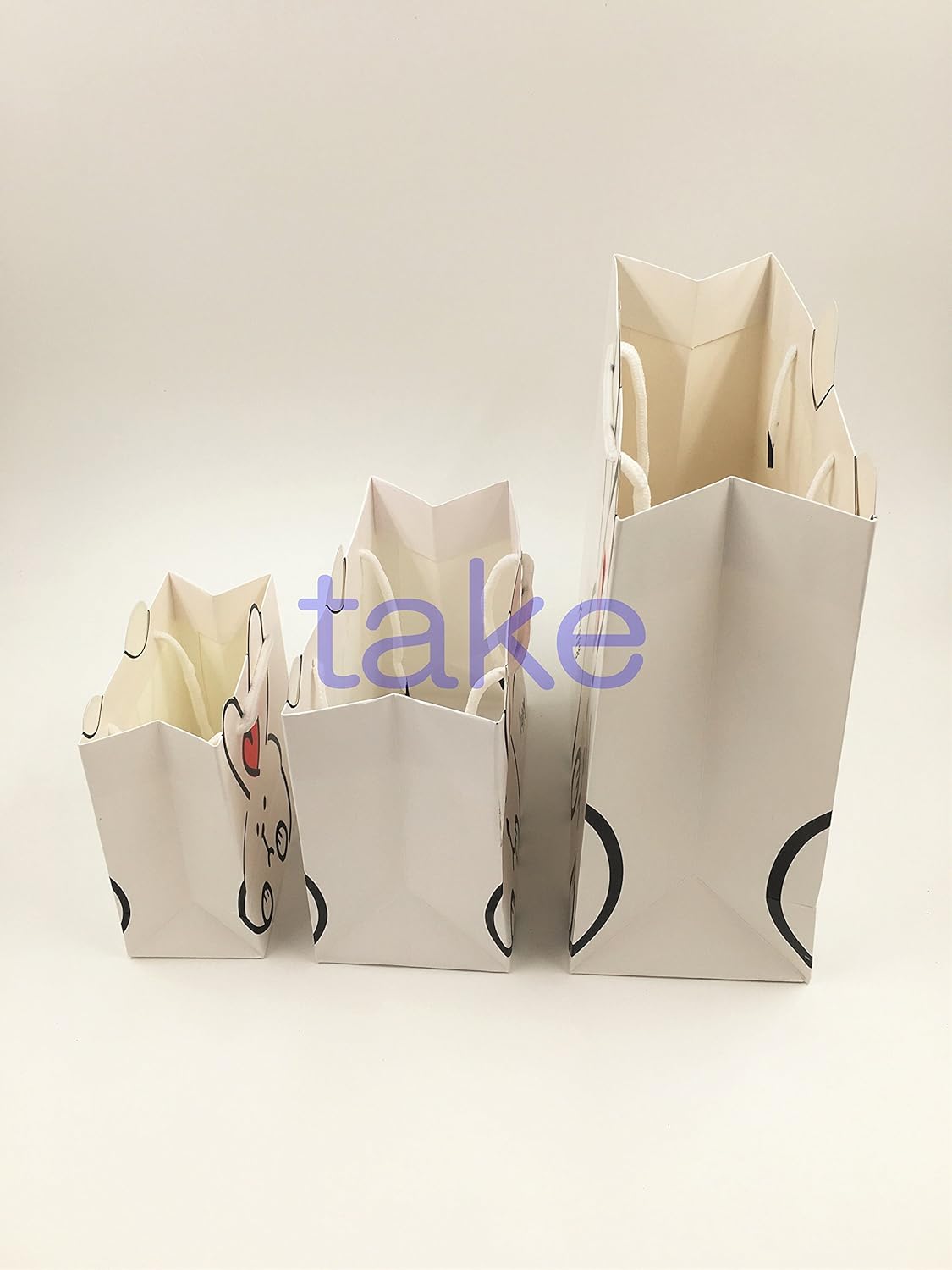 Amazon かわいい うさぎ 手さげ 紙袋 ギフト プレゼント 用 選べる カラー と サイズ 10枚セット 02 ホワイトｍ ギフトバッグ 袋 文房具 オフィス用品