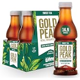 Gold Peak Tea, Sweet Tea, 16.9 fl oz, 6 Pack | Real brewed tea with 44 mg of caffeine per bottle