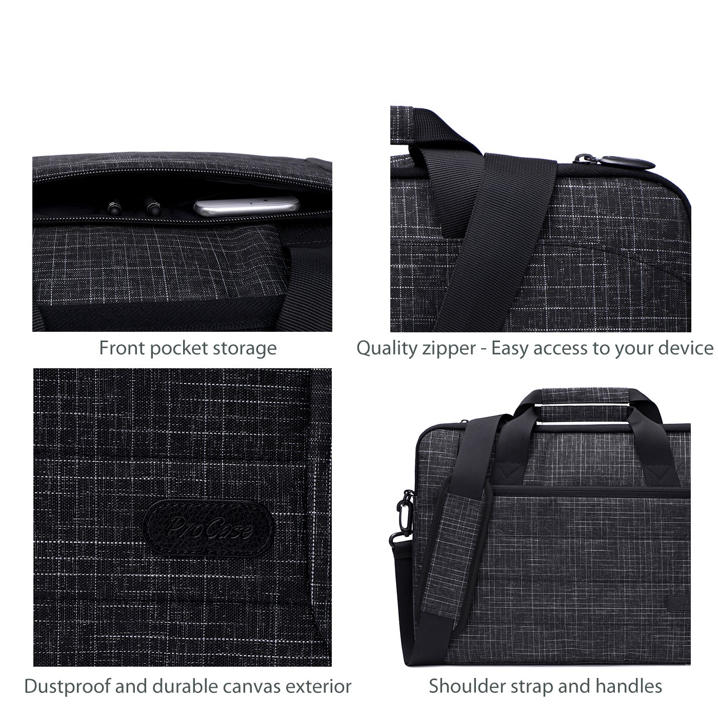 ProCase 14-15.6 Inch Briefcase Messenger Bag with Shoulder Strap and Handle for MacBook Pro 16”, 14 15 Inch Laptop Surface Book 3 15