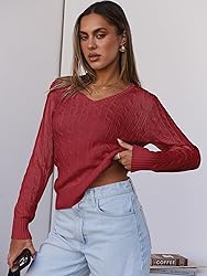 ANRABESS Womens Long Sleeve Cable Knit Sweater 2025