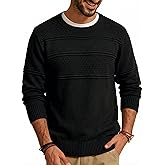 YTD Men's Crewneck Pullover Sweater Textured Knitted Sweaters Casual Loose Fit Sweaters with Ribbing Edge
