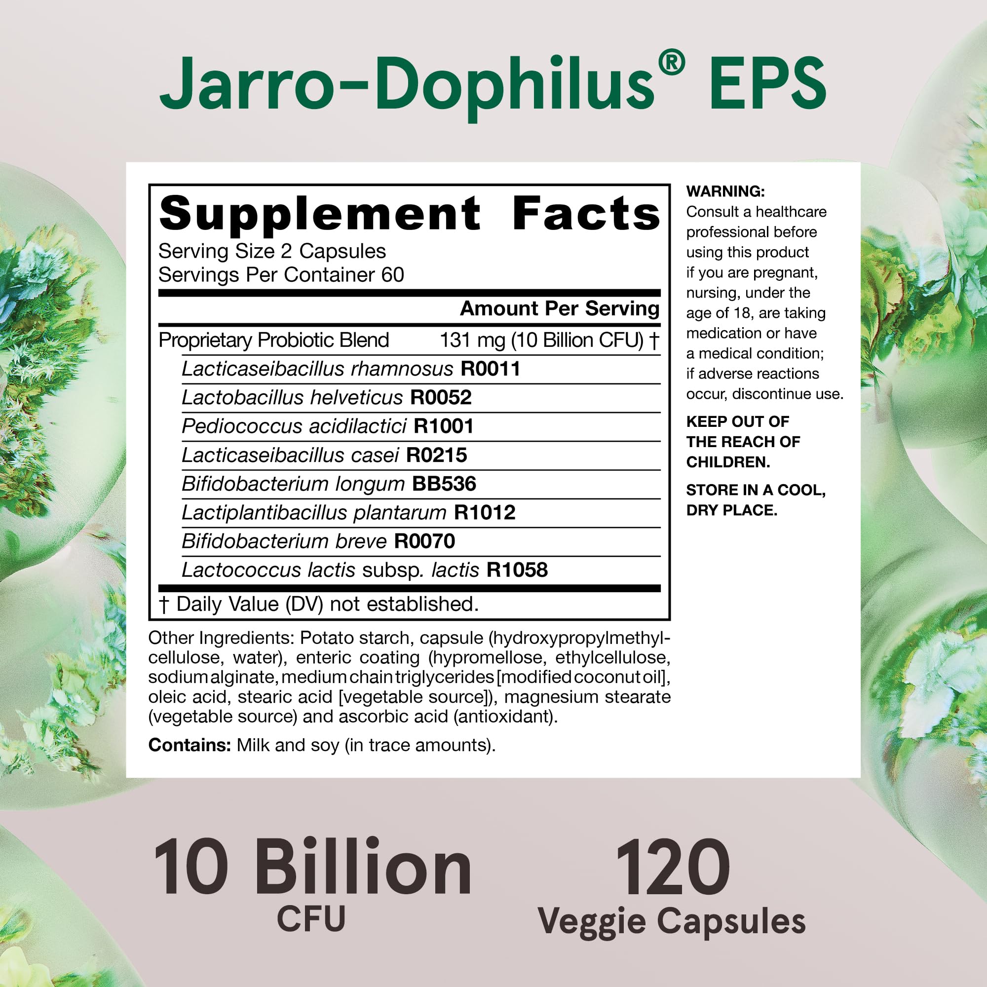 Jarrow Formulas Probiotics 10 Billion CFU - Probiotic Supplement Capsules for Gut Health for Women and Men, 120 Veggie Capsules, Up to 60 Days
