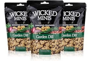 WICKED MIX Wicked Minis Soup & Oyster Crackers - Saltine & Salted Flavored Mini Puffed Soup, Savory Snacking Mix, Seasoned Croutons Salad Toppers, Crackers for Chili 6oz (Garden Dill, Pack of 3)