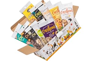 Gold Cashew Variety Pack – 10 Roasted Cashew Flavors (Coconut, Wasabi, Honey, Spicy, Salted, Unsalted, Coffee, Cheese, Chocolate, Testa) – 10 x 50g Bags – Vietnamese Snack Gift Box for Family, Non GMO