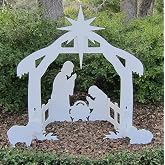 Teak Isle Outdoor Nativity Set. Weatherproof Outdoor Nativity Scene Christmas Decor for Yards &amp; Lawns. Made in USA, Durable Materials, Simple Assembly, Compact Storage. White. Solid Plastic
