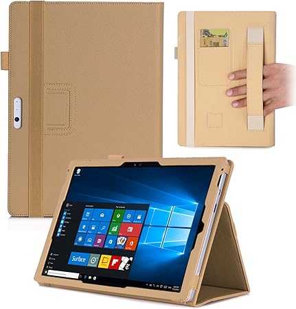 Amazon Feitenn New Surface Pro 12 3 ケース Surface Pro4 Surface Pro3 通用 合革レザー 手帳型 カード収納 スタンド機能 手ホルダー付き 片手で持ち可能 タッチペンホルダー タブレットpc カバー ゴールド Feitenn タブレットケース 通販