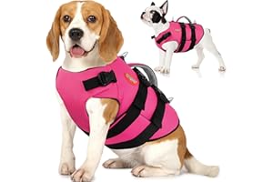 Doglay Ripstop Dog Life Vest, Neoprene Puppy Life Jacket for Small Dogs, High Flotation Dog Swimming Vest with Handle & Double D-Rings, Reflective Adjustable Pet Lifesaver for Swimming & Boating
