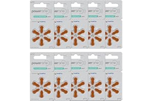 POWER ONE PowerOne Hearing Aid Batteries No Mercury Size 312, PR41 (60 Batteries) + Battery Keychain Kit